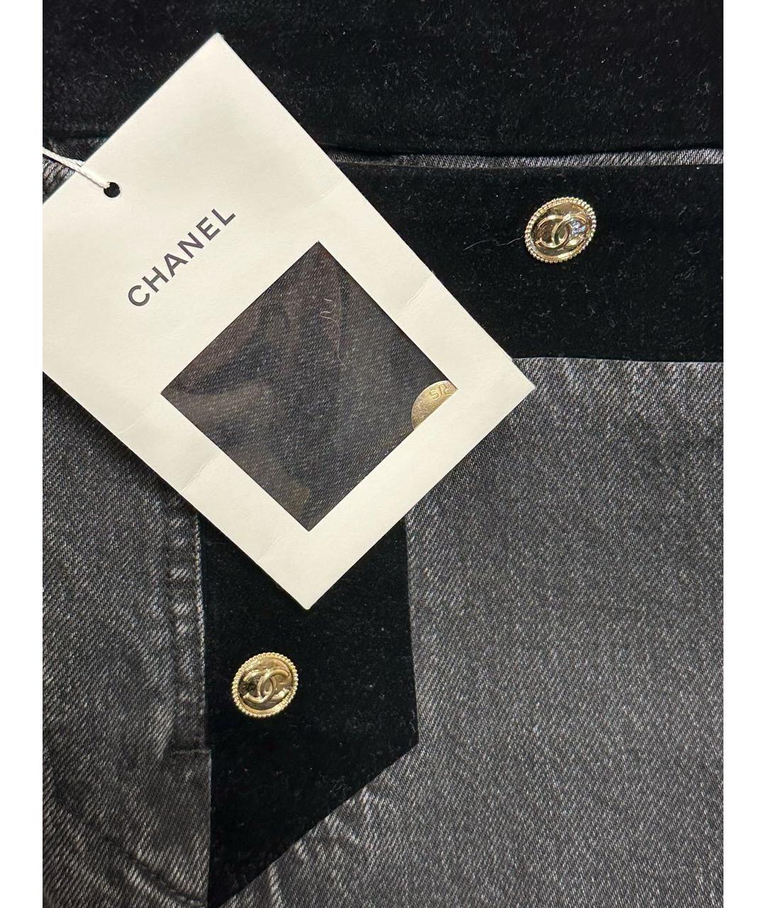 CHANEL Серые хлопковые прямые джинсы, фото 3