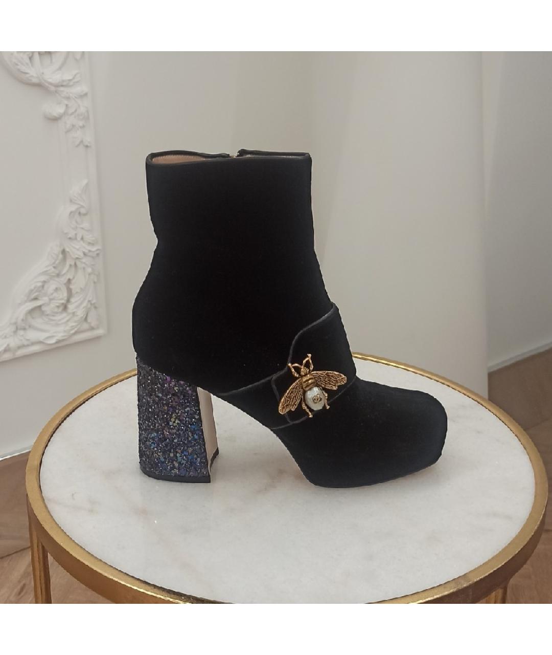 GUCCI Черные бархатные ботинки, фото 2