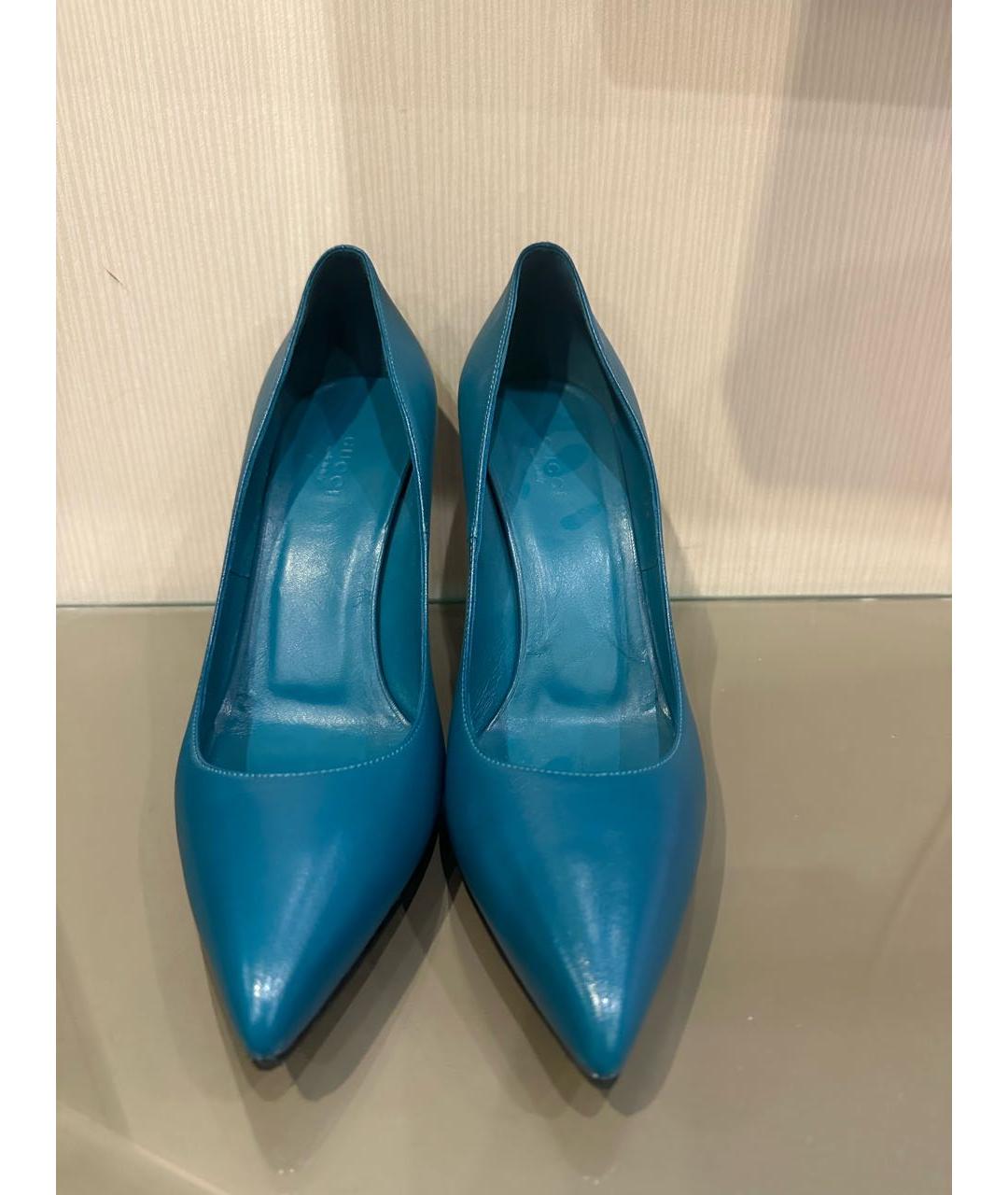 GUCCI Бирюзовые кожаные туфли, фото 2