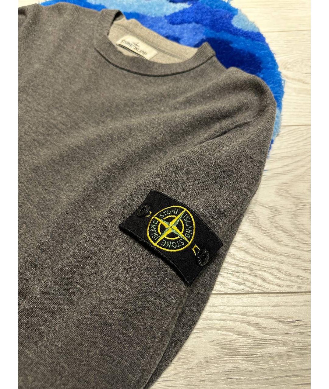 STONE ISLAND Серый хлопковый джемпер / свитер, фото 3