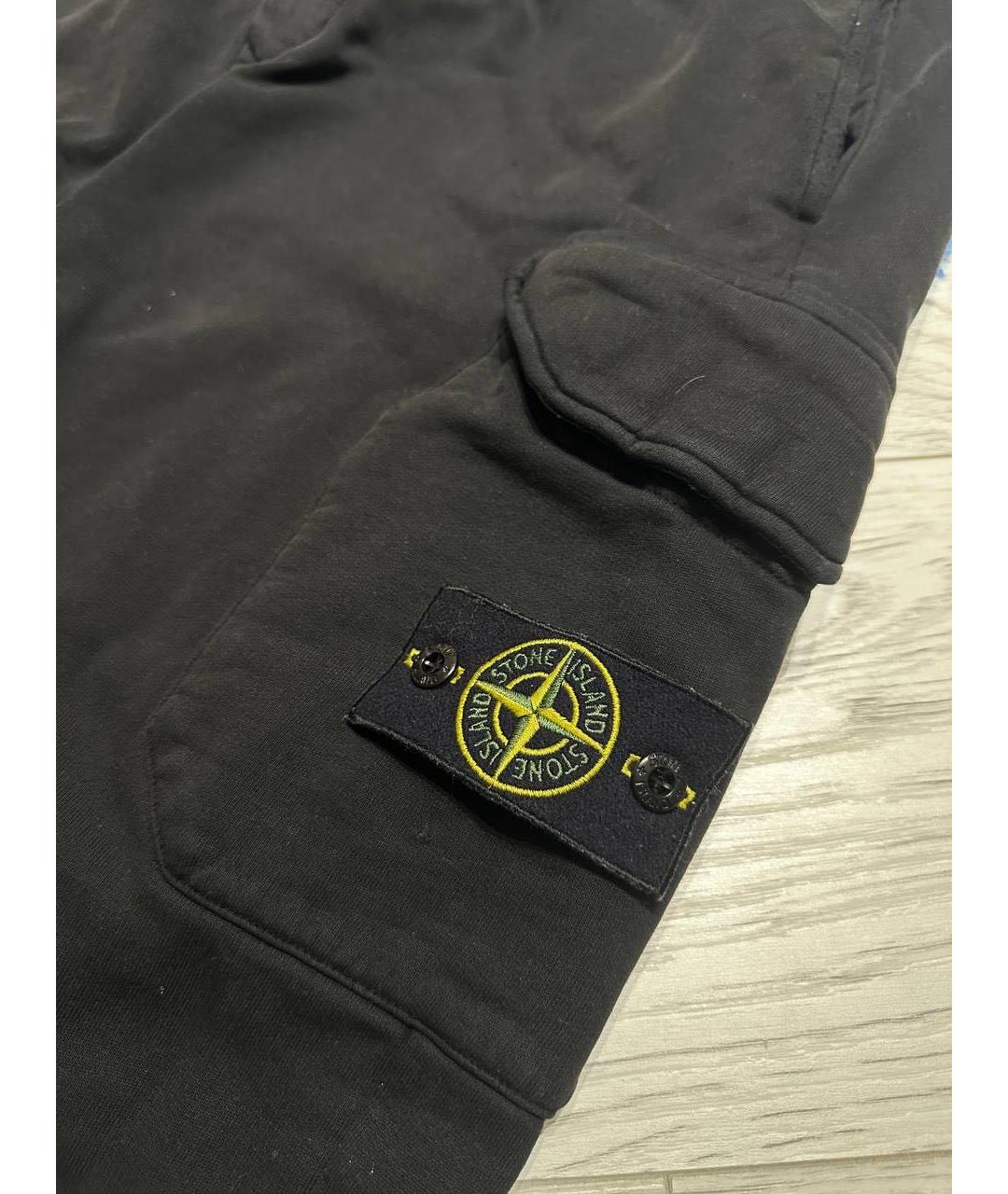 STONE ISLAND Черные хлопковые повседневные брюки, фото 3