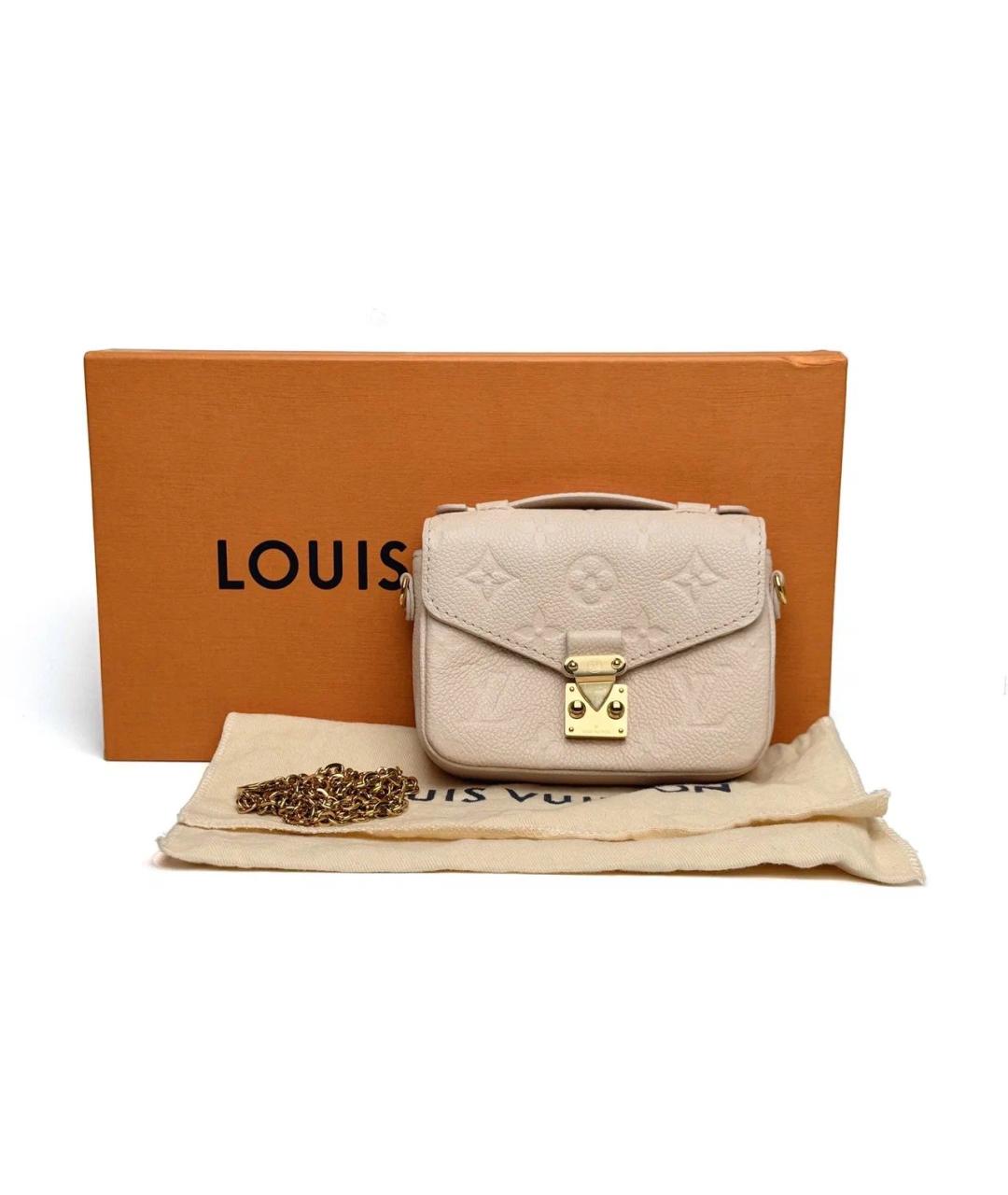 LOUIS VUITTON Бежевая кожаная сумка с короткими ручками, фото 5