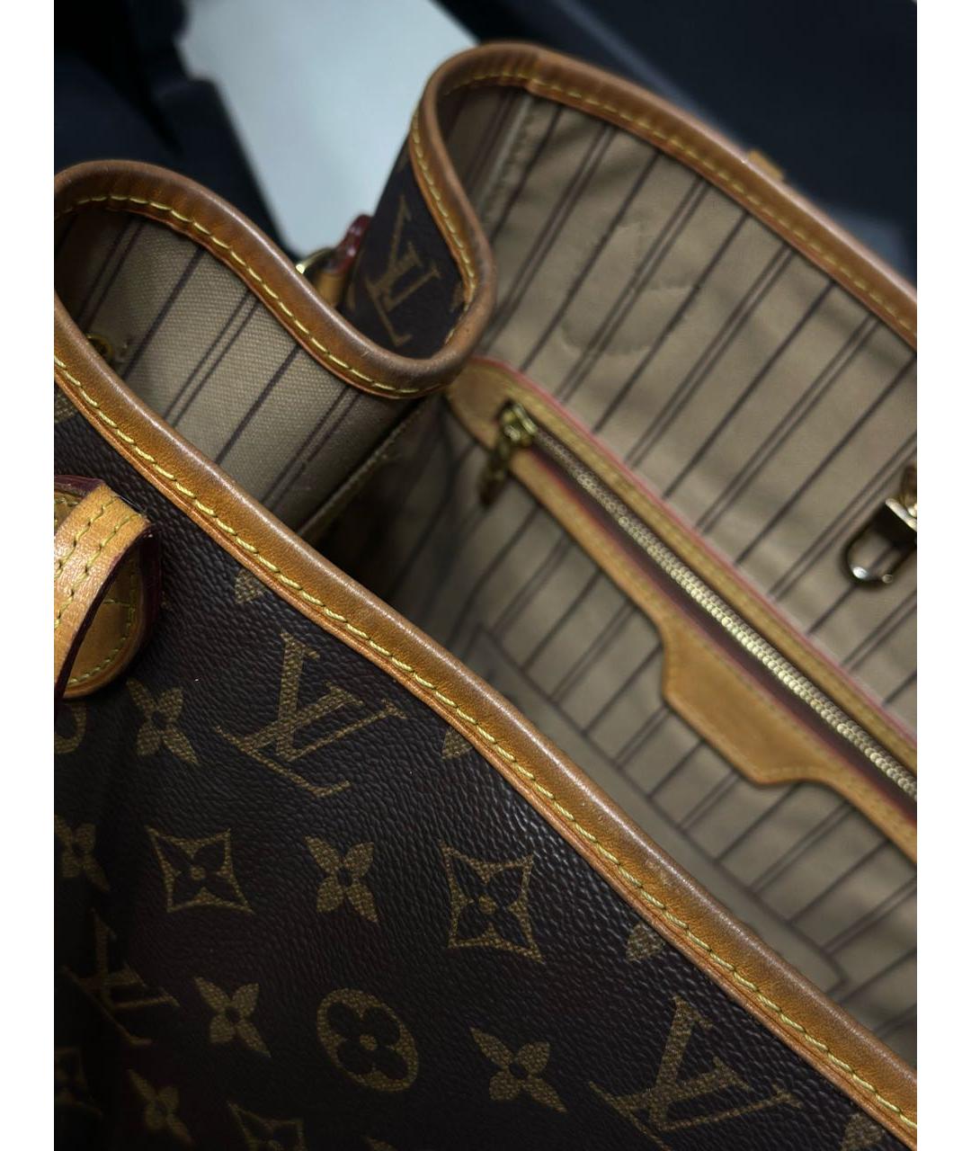 LOUIS VUITTON Коричневая кожаная сумка тоут, фото 5