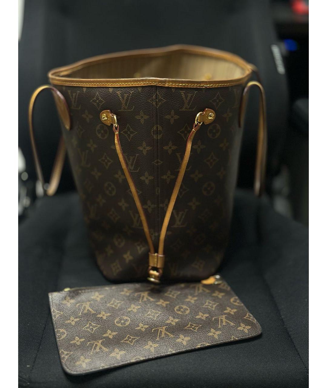 LOUIS VUITTON Коричневая кожаная сумка тоут, фото 3