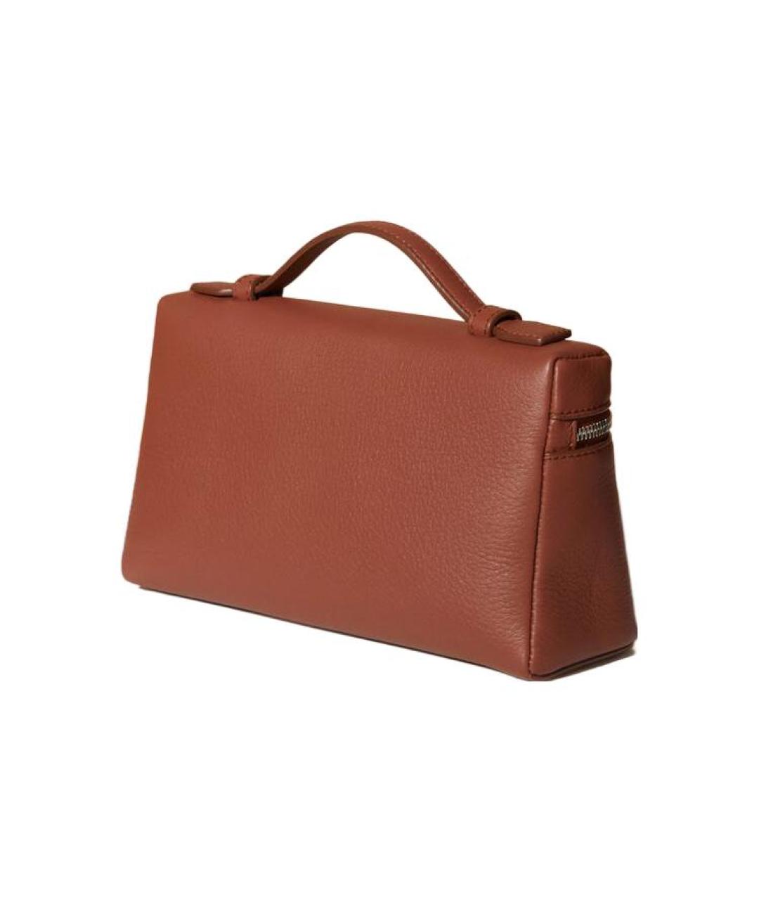 LORO PIANA Коричневая кожаная сумка через плечо, фото 2