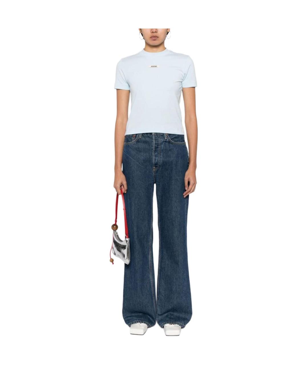 JACQUEMUS Голубая хлопковая футболка, фото 2