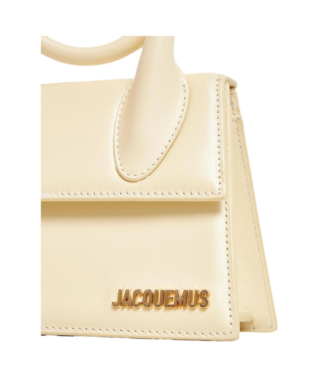 JACQUEMUS Бежевая кожаная сумка через плечо, фото 4