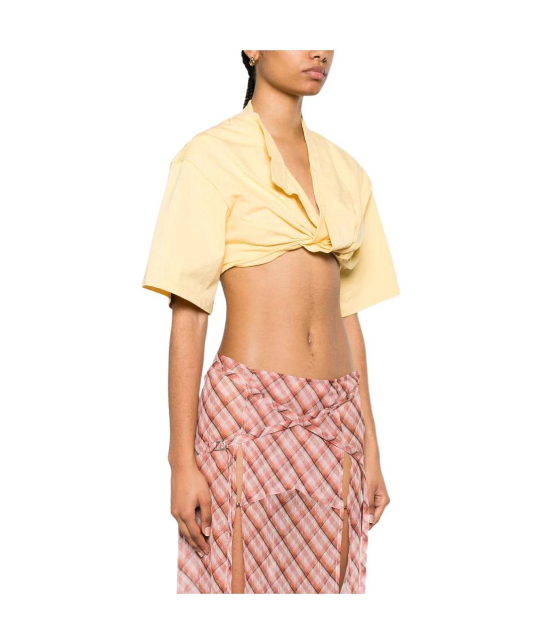 JACQUEMUS Желтая хлопковая футболка, фото 4