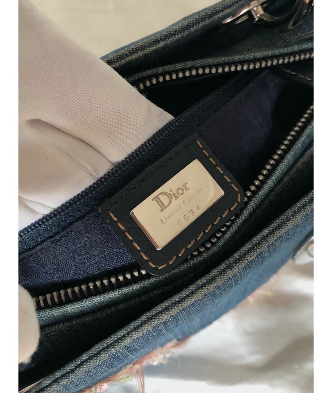 CHRISTIAN DIOR Синяя деним сумка с короткими ручками, фото 5