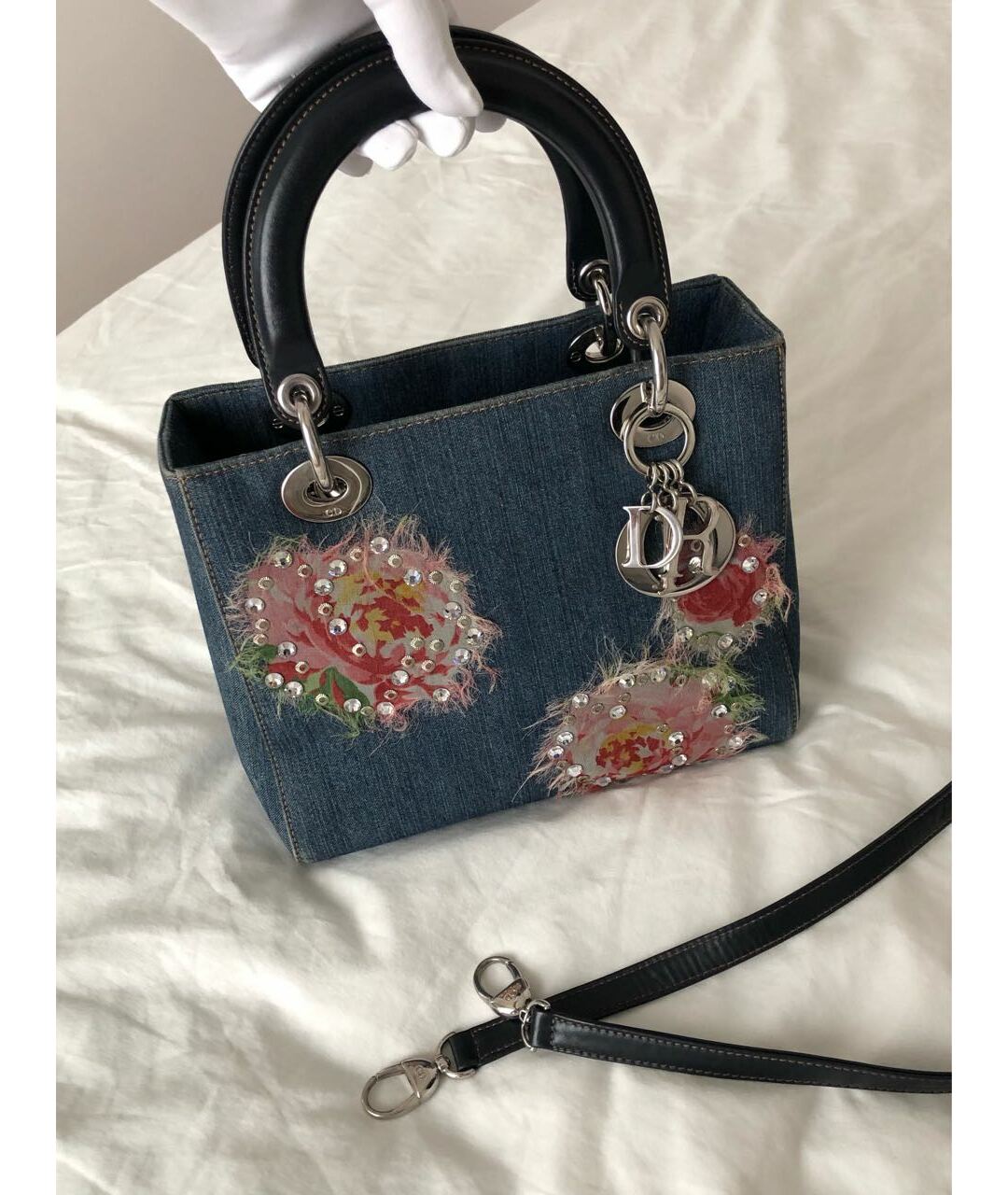 CHRISTIAN DIOR Синяя деним сумка с короткими ручками, фото 2