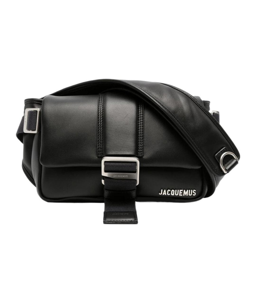 JACQUEMUS Черная кожаная сумка через плечо, фото 1