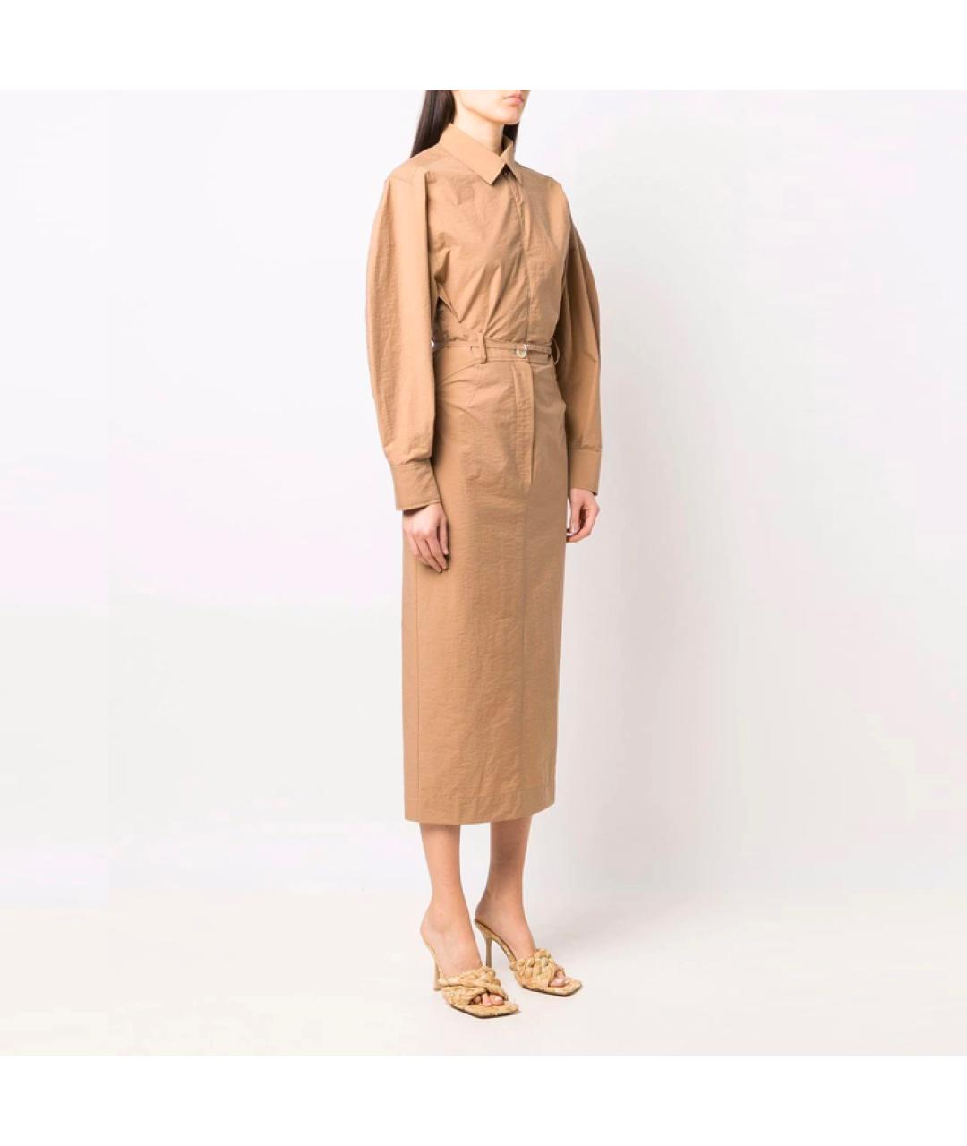 JACQUEMUS Коричневое хлопковое вечернее платье, фото 4