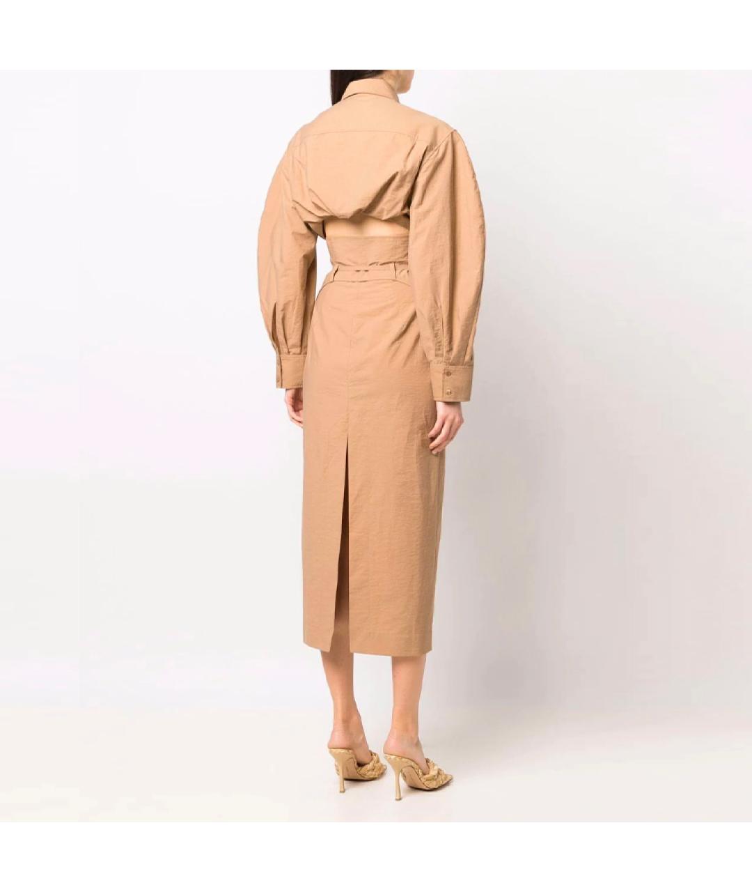 JACQUEMUS Коричневое хлопковое вечернее платье, фото 2