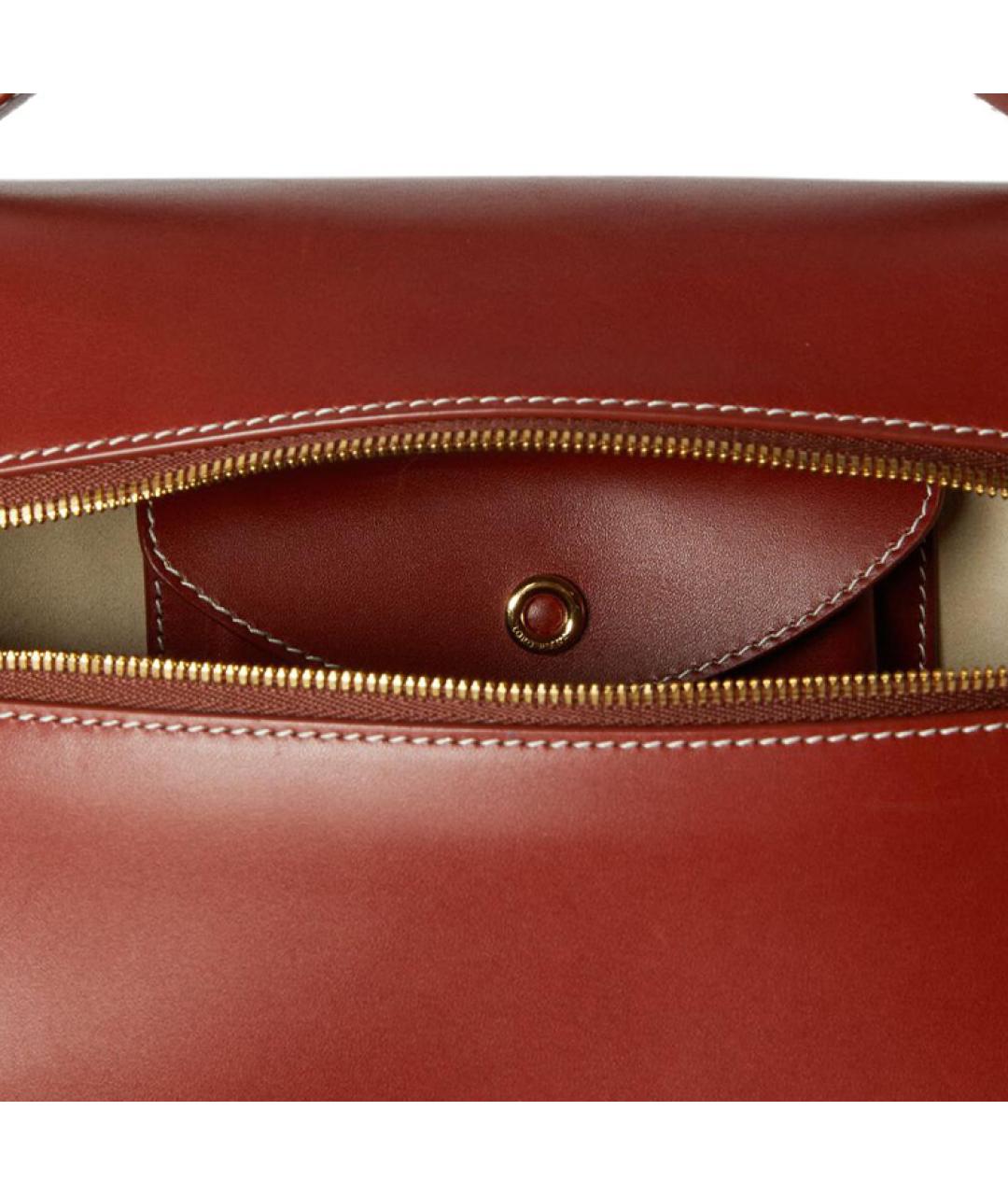 LORO PIANA Бордовая кожаная сумка через плечо, фото 5