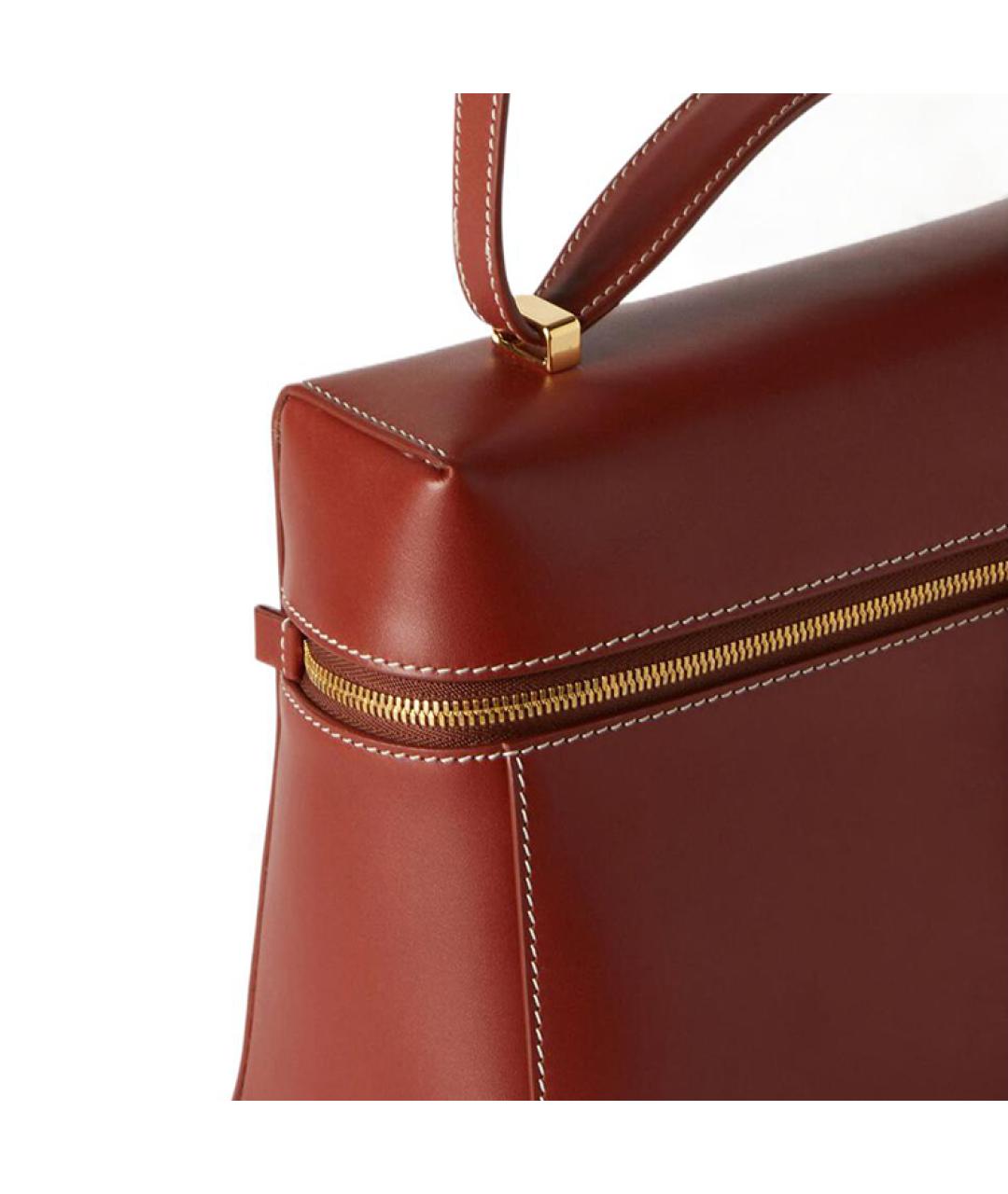 LORO PIANA Бордовая кожаная сумка через плечо, фото 4