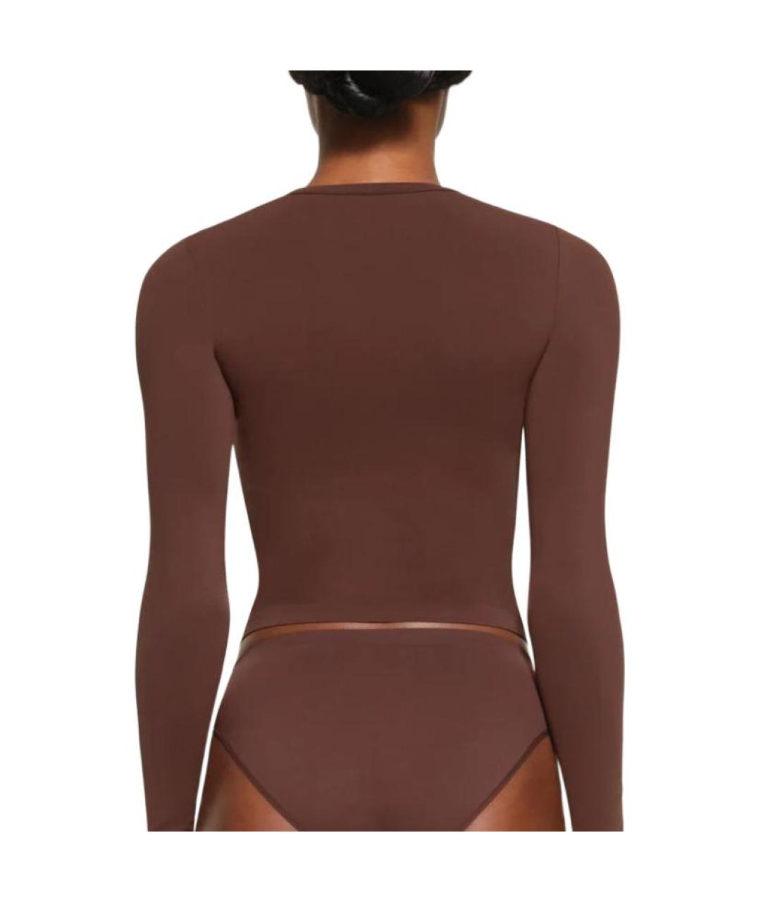 SKIMS Коричневая хлопковая футболка, фото 3