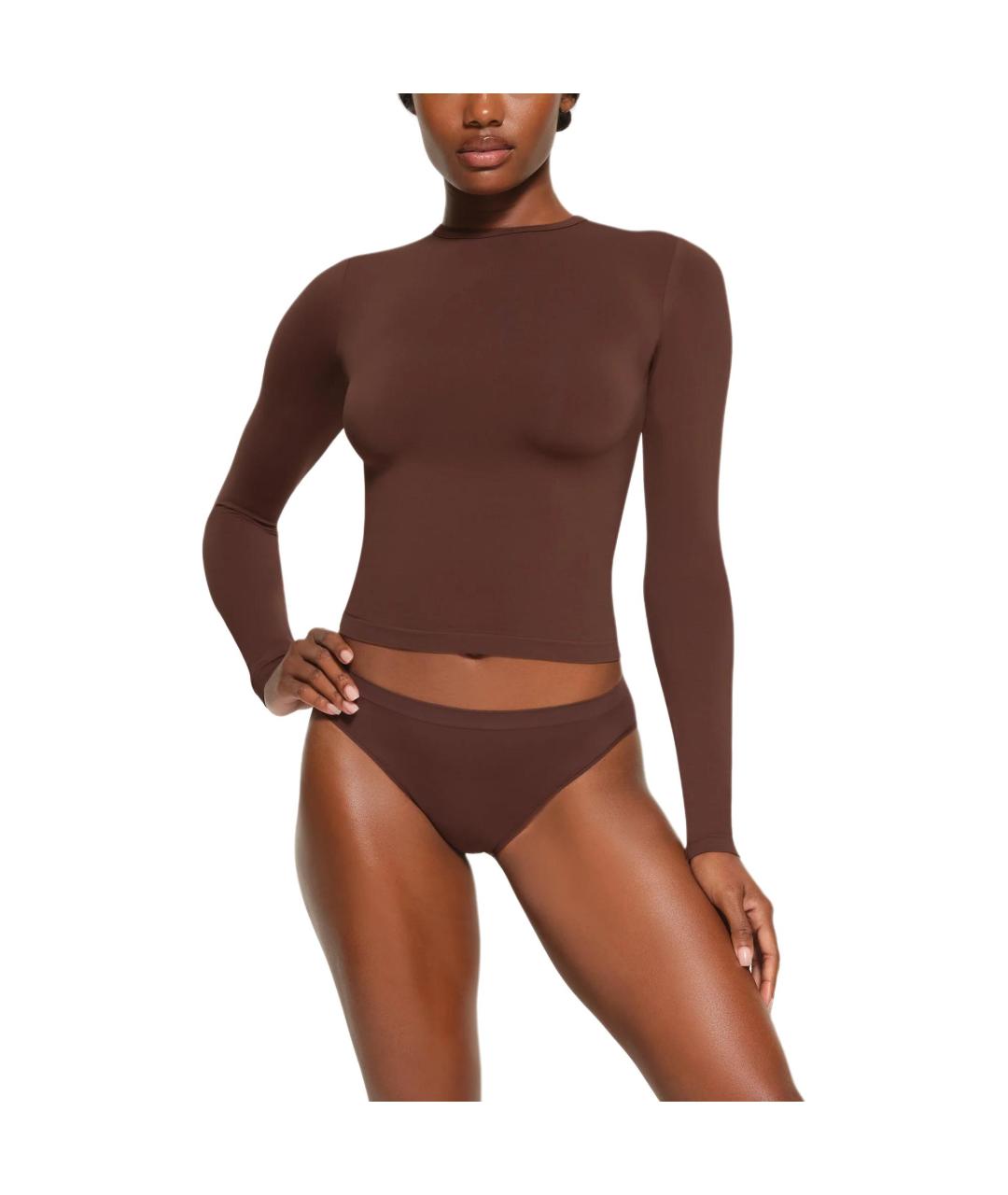 SKIMS Коричневая хлопковая футболка, фото 2