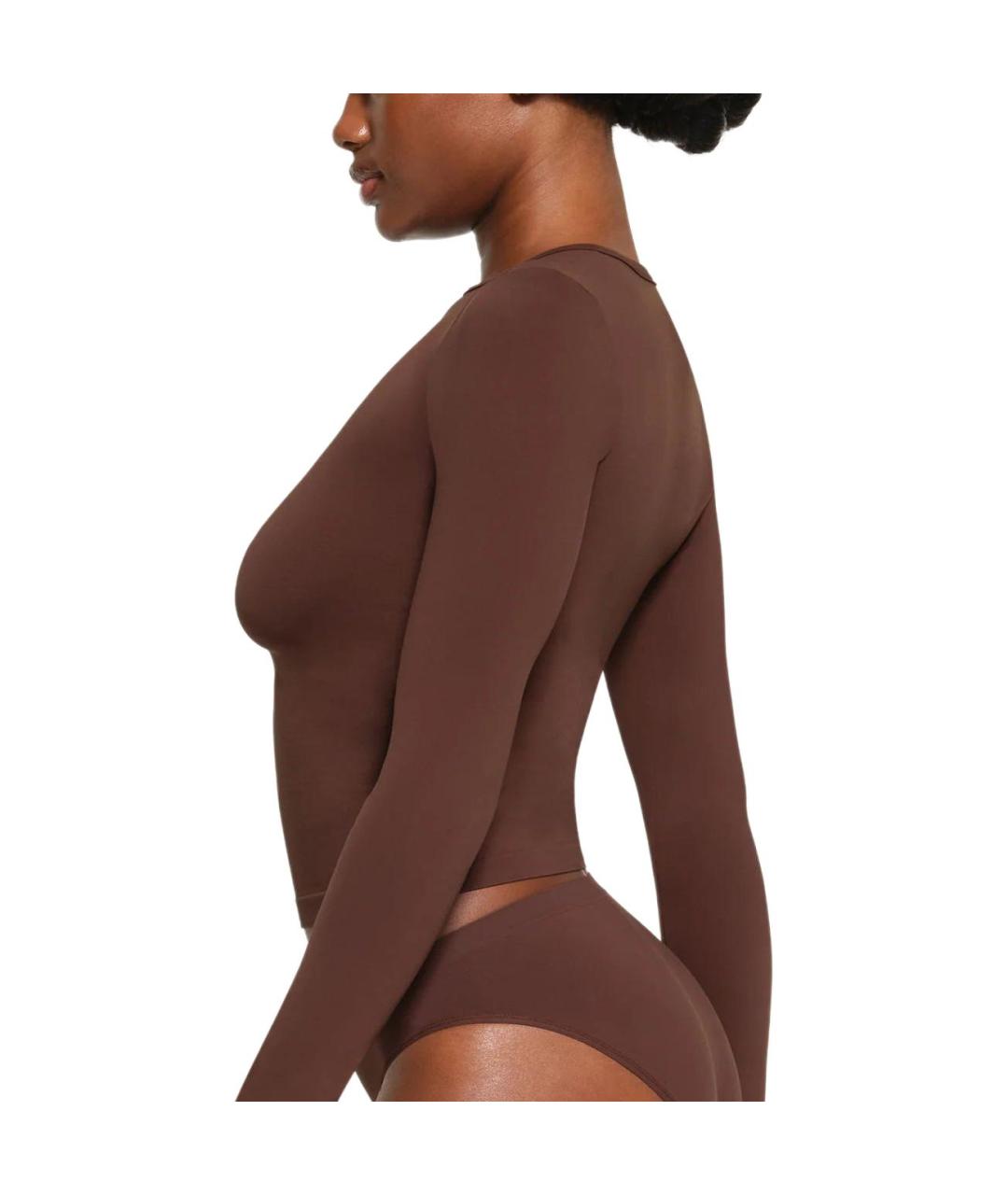 SKIMS Коричневая хлопковая футболка, фото 4