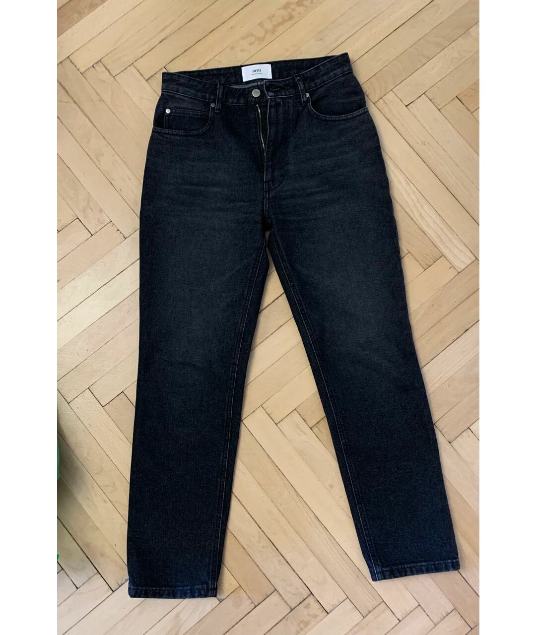 AMI Черные хлопковые прямые джинсы, фото 3