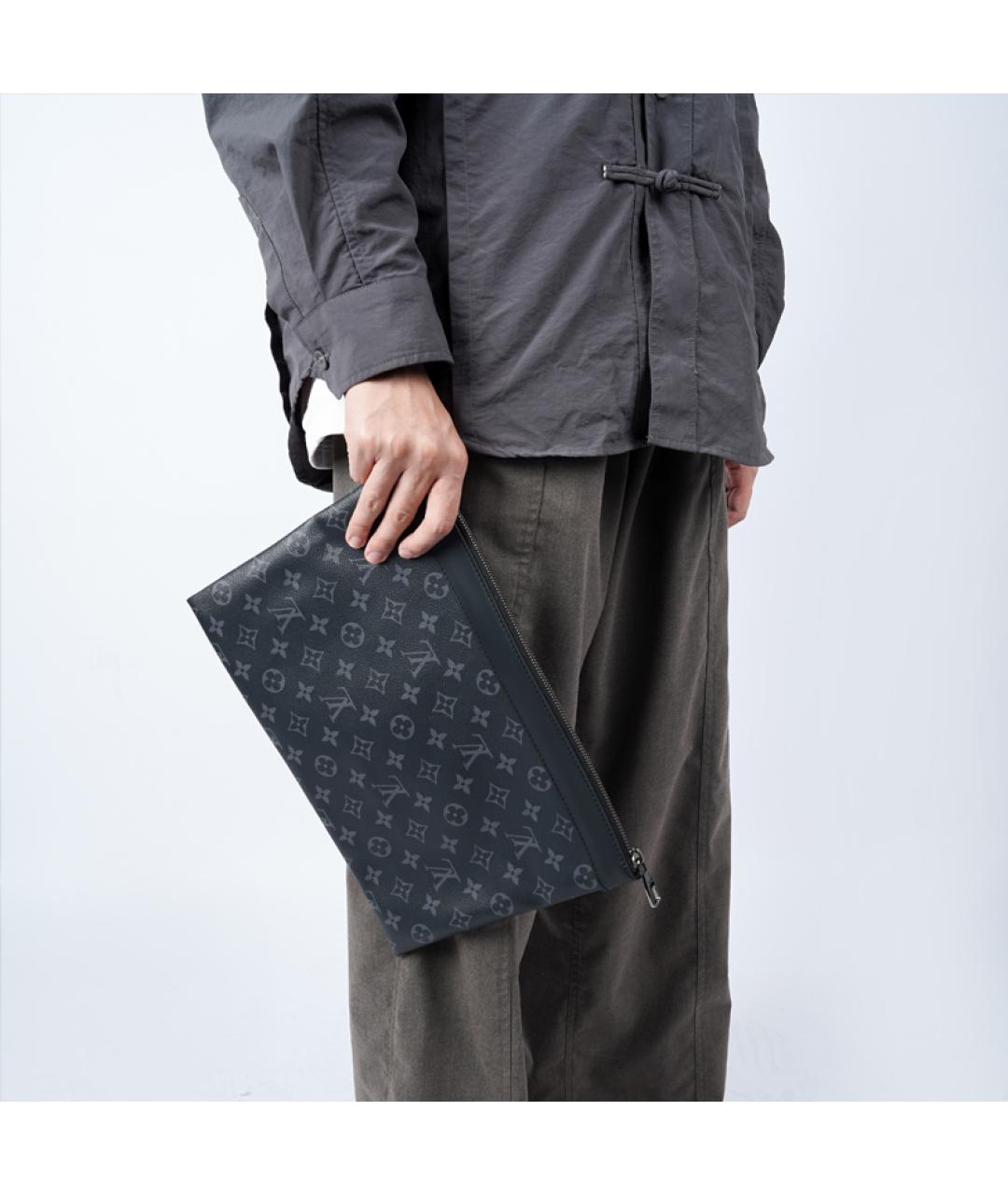 LOUIS VUITTON Черная кожаная папка для документов, фото 8