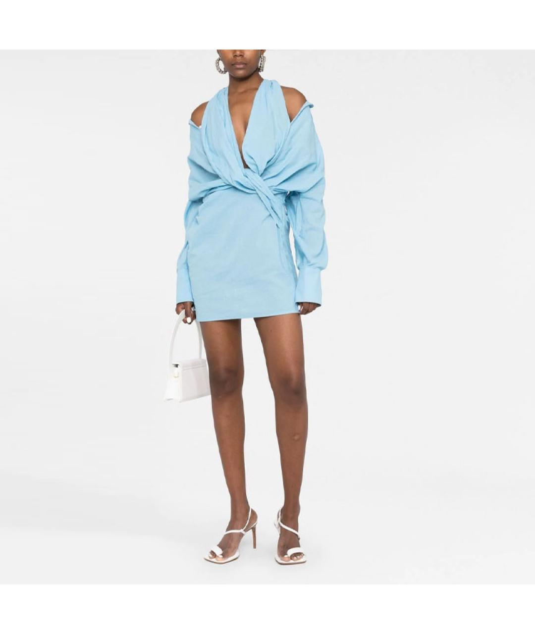 JACQUEMUS Голубое вискозное вечернее платье, фото 2