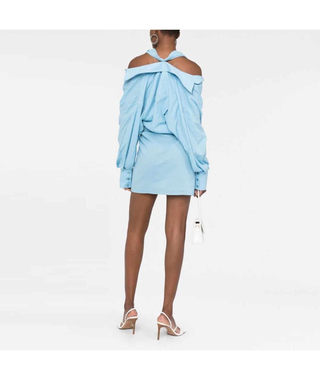 JACQUEMUS Голубое вискозное вечернее платье, фото 3