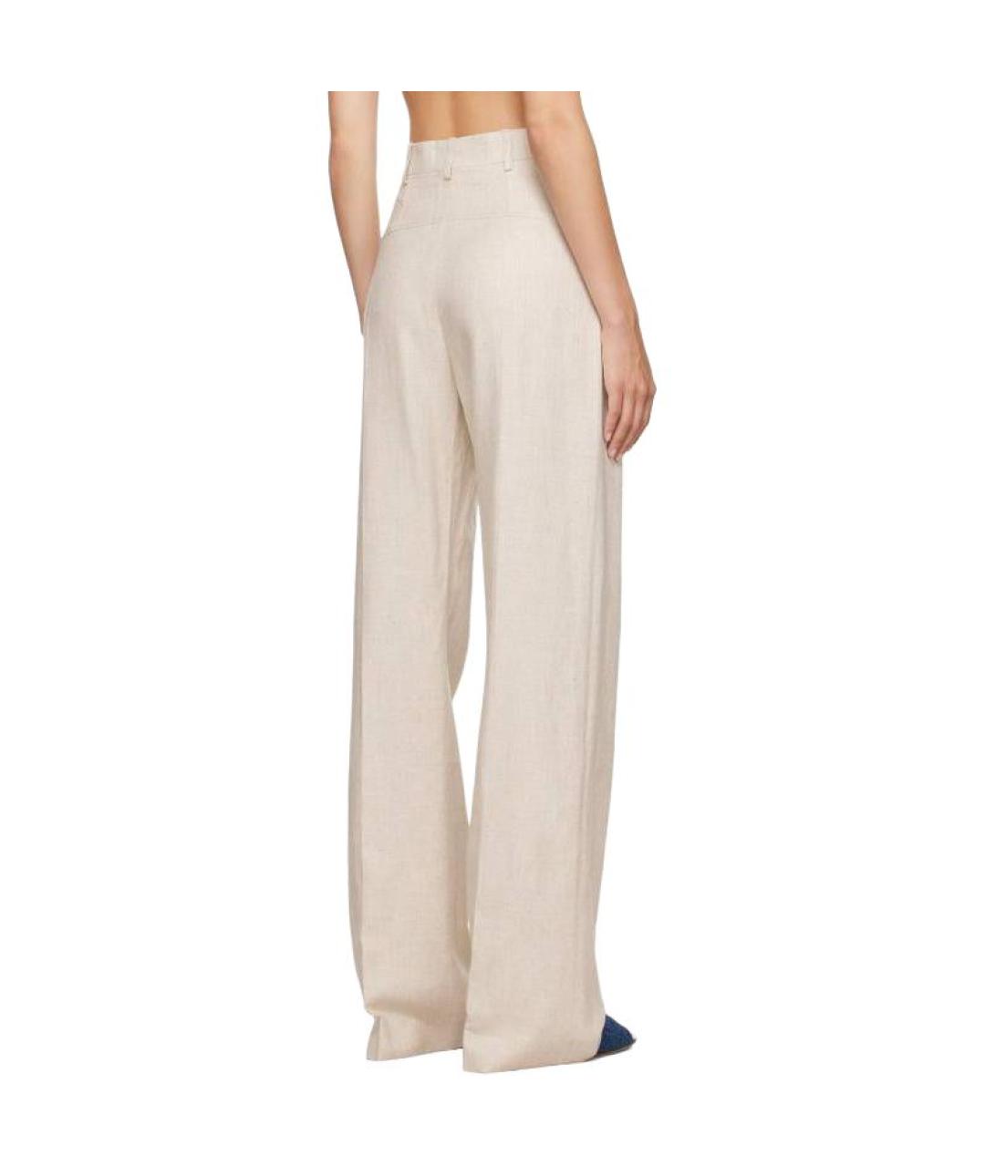 JACQUEMUS Бежевые прямые брюки, фото 3