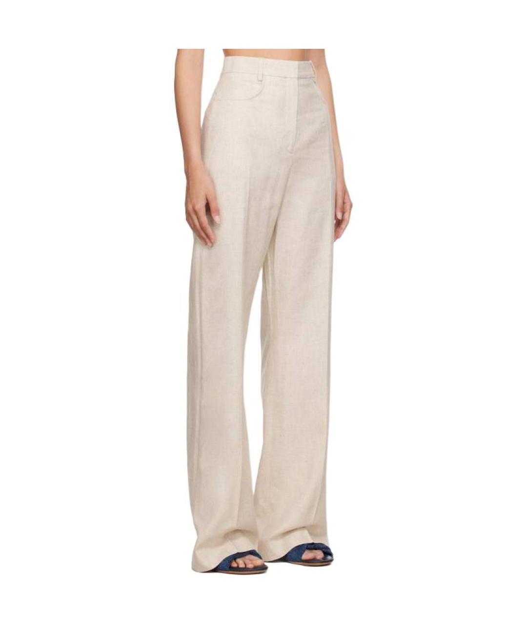 JACQUEMUS Бежевые прямые брюки, фото 4