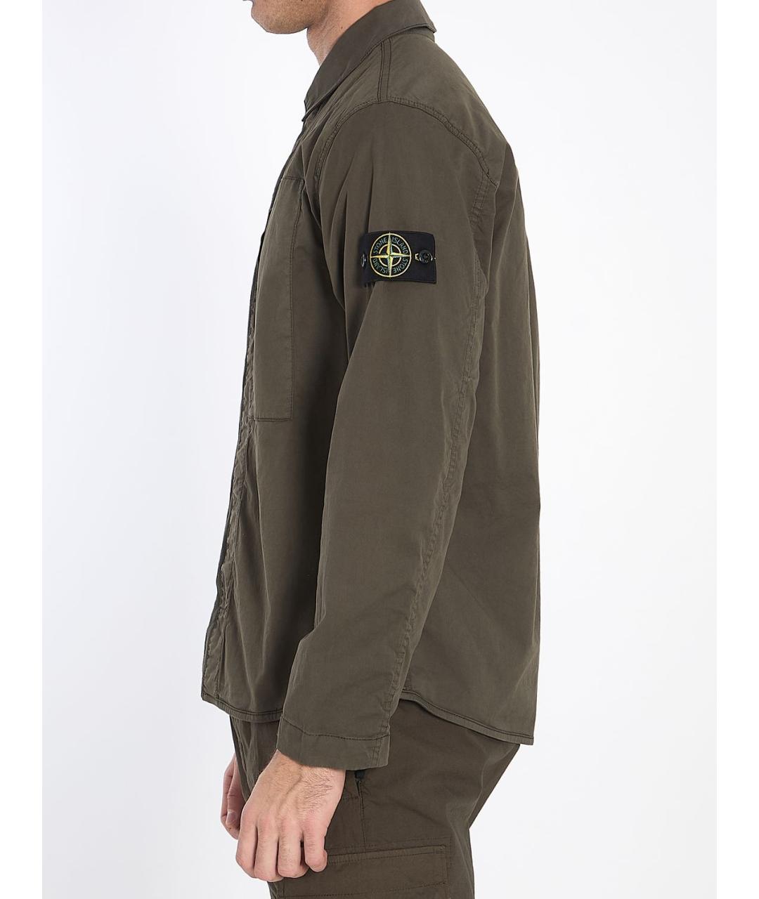 STONE ISLAND Зеленая хлопковая кэжуал рубашка, фото 2