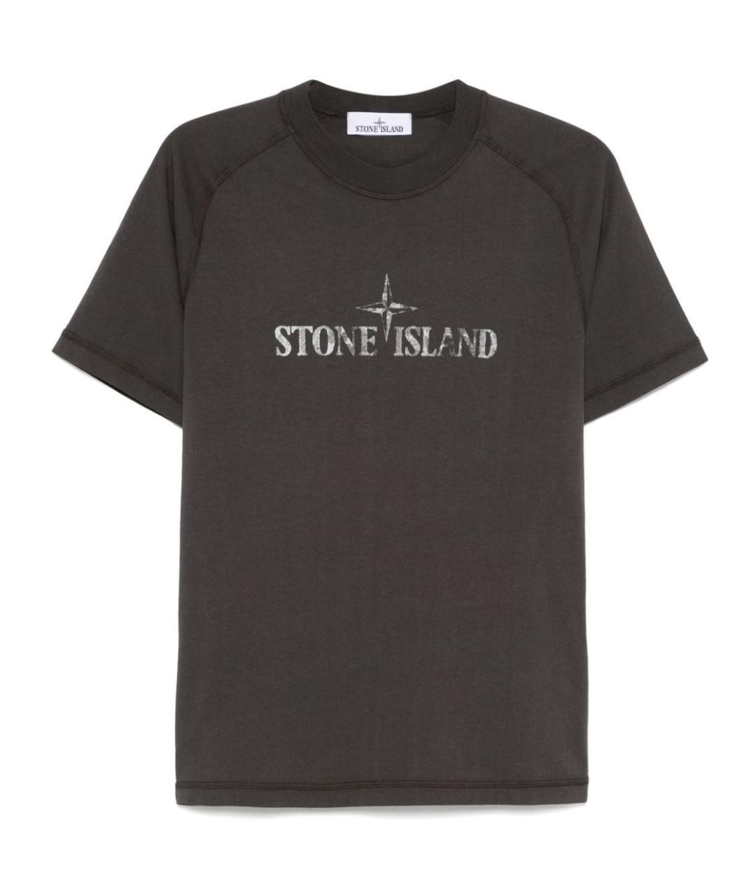 STONE ISLAND Серая хлопковая футболка, фото 1