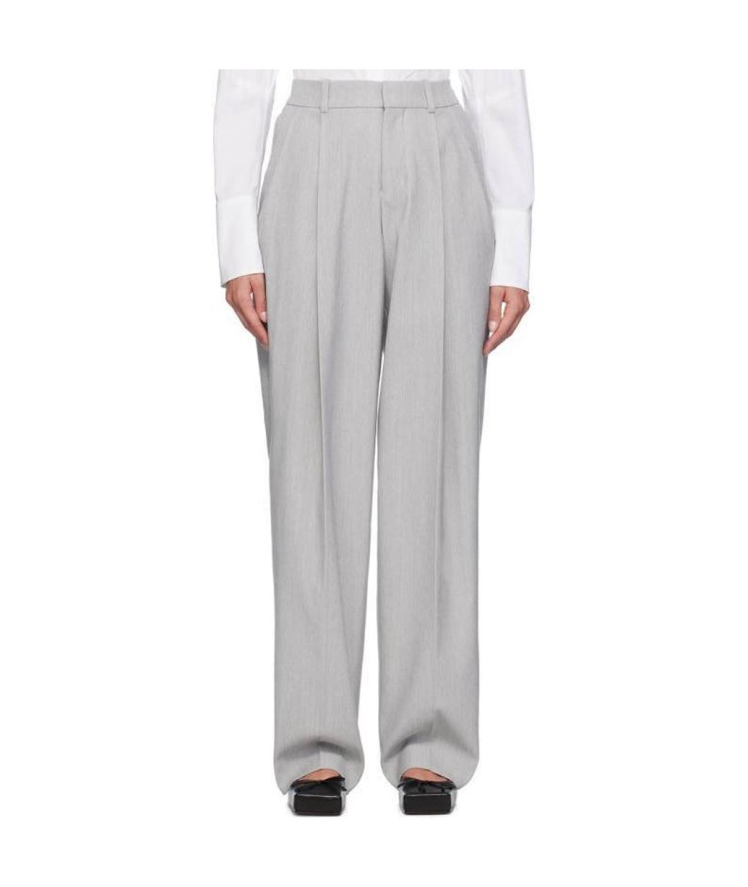 JACQUEMUS Серые хлопковые прямые брюки, фото 4