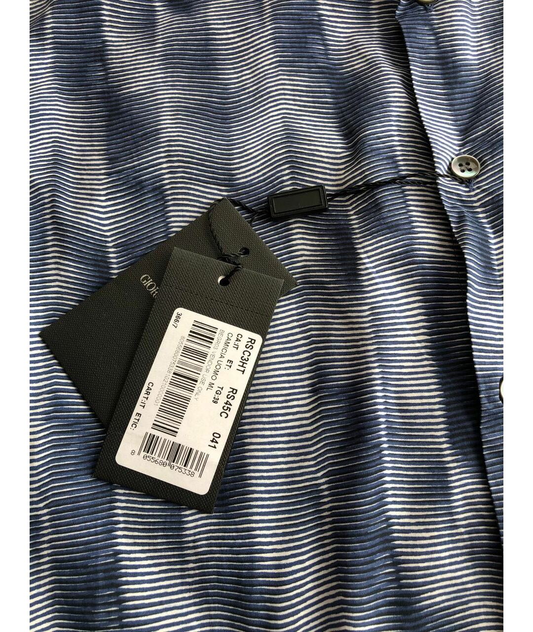 GIORGIO ARMANI Темно-синяя хлопковая кэжуал рубашка, фото 2