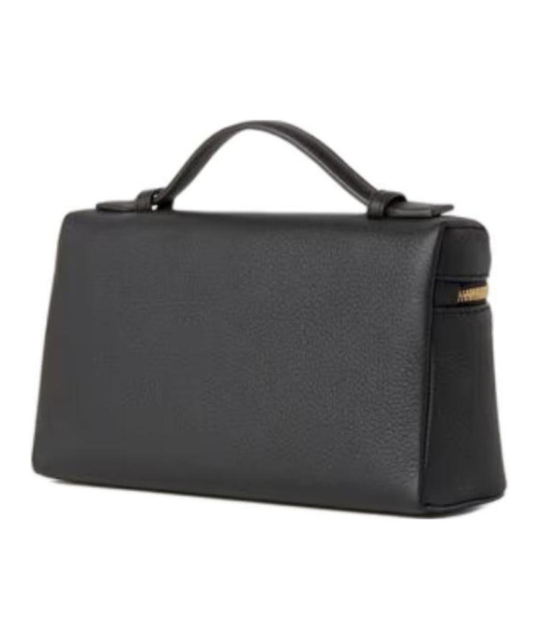 LORO PIANA Черная кожаная сумка через плечо, фото 2