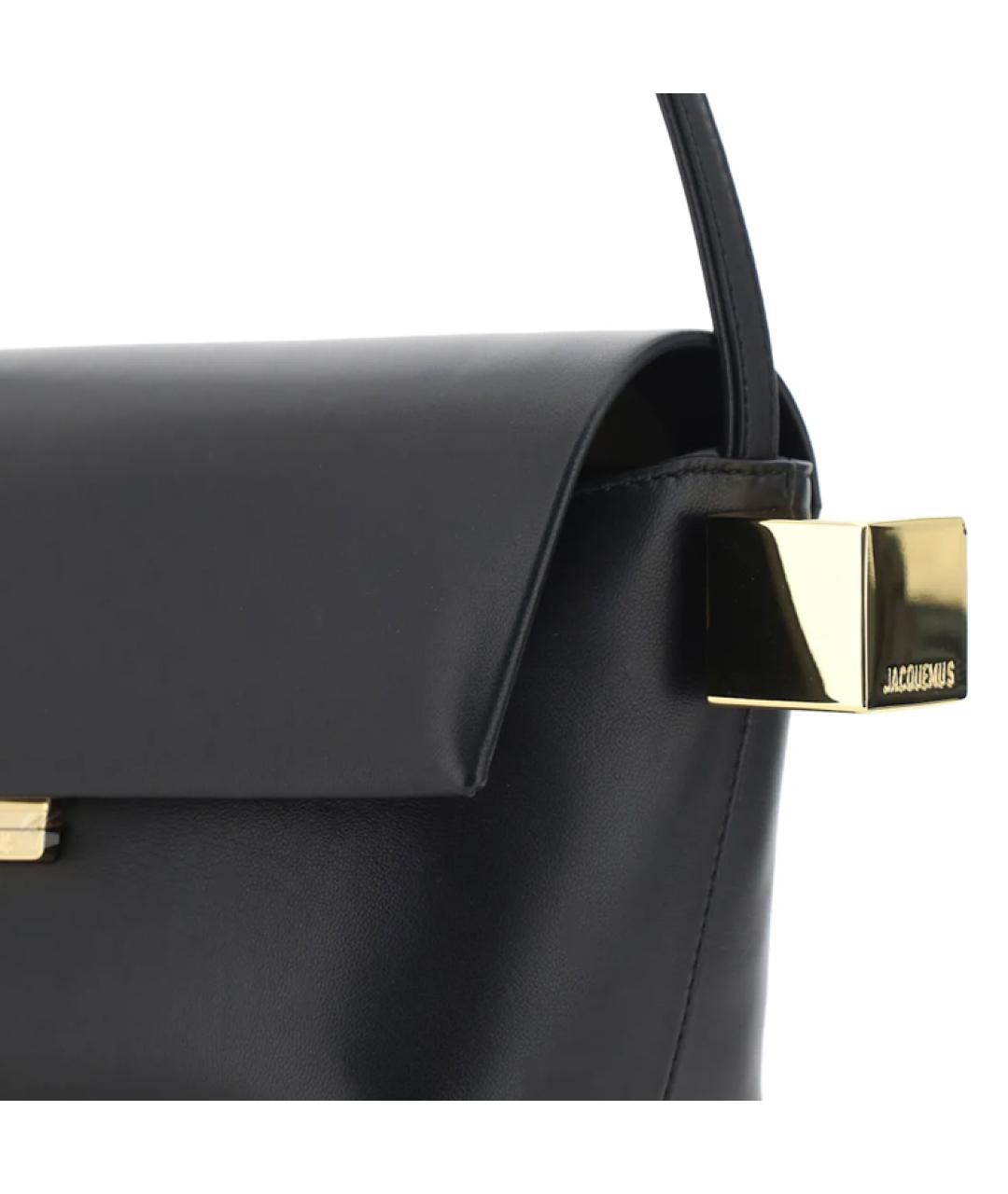 JACQUEMUS Черная кожаная сумка через плечо, фото 4