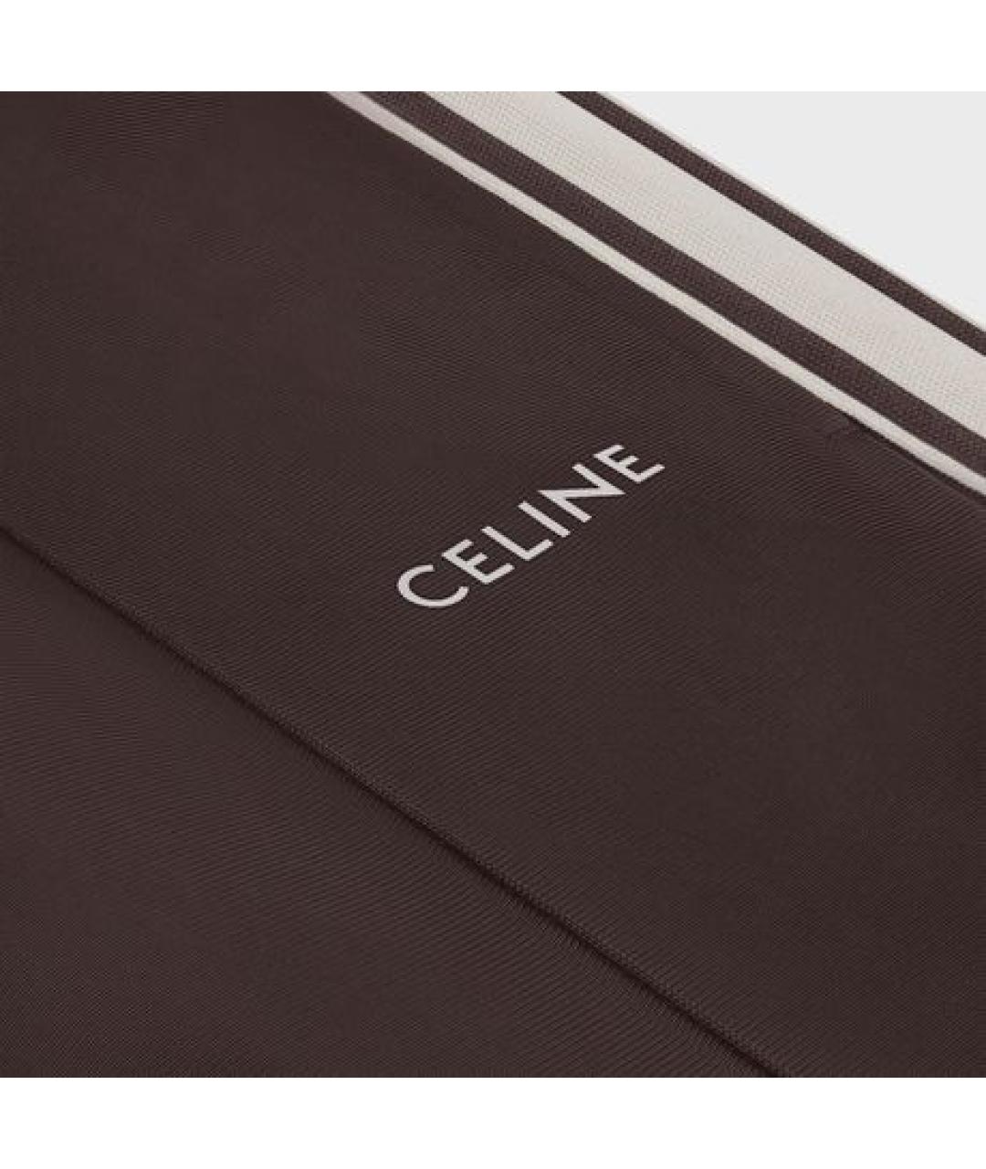 CELINE Бордовые полиэстеровые прямые брюки, фото 4