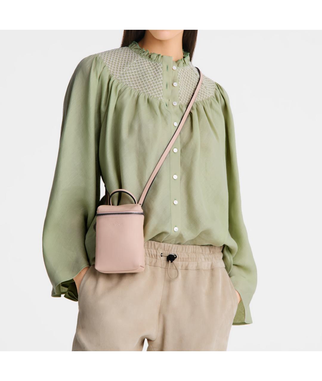 LONGCHAMP Розовая кожаная сумка через плечо, фото 4