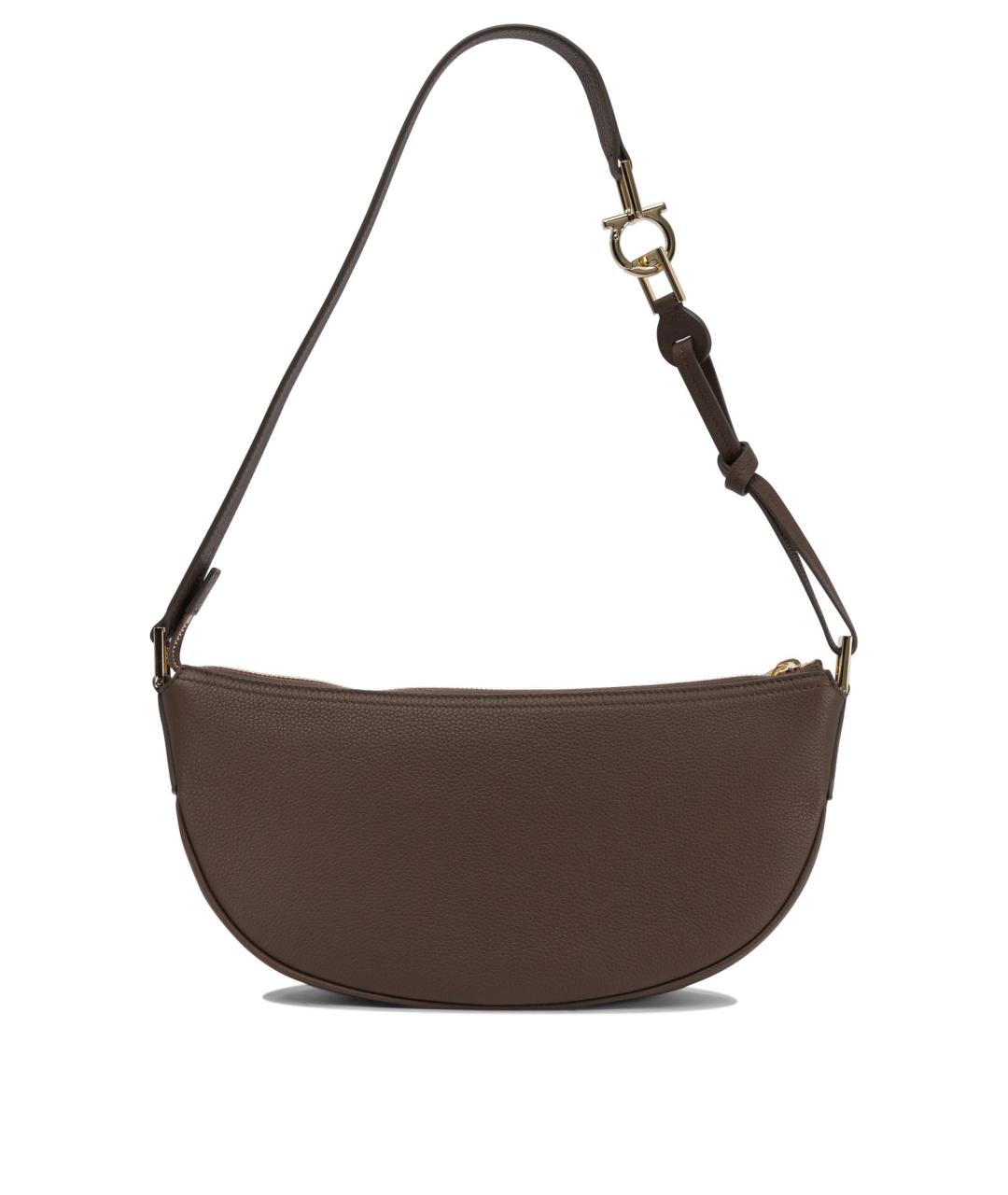 FERRAGAMO Коричневая кожаная сумка через плечо, фото 3