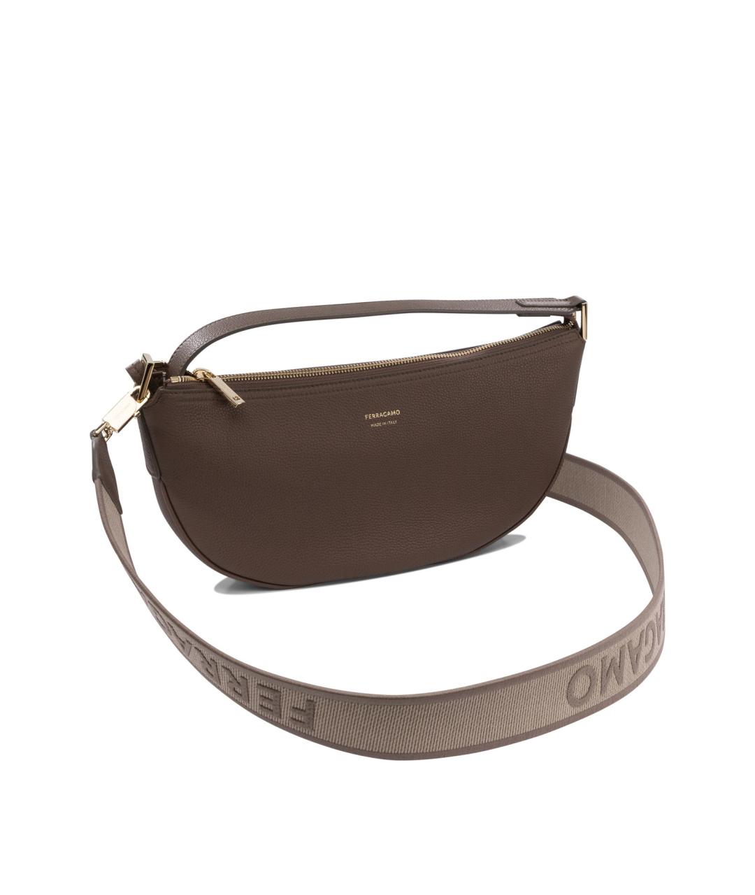 FERRAGAMO Коричневая кожаная сумка через плечо, фото 2