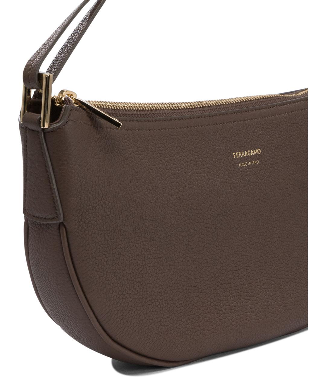 FERRAGAMO Коричневая кожаная сумка через плечо, фото 4