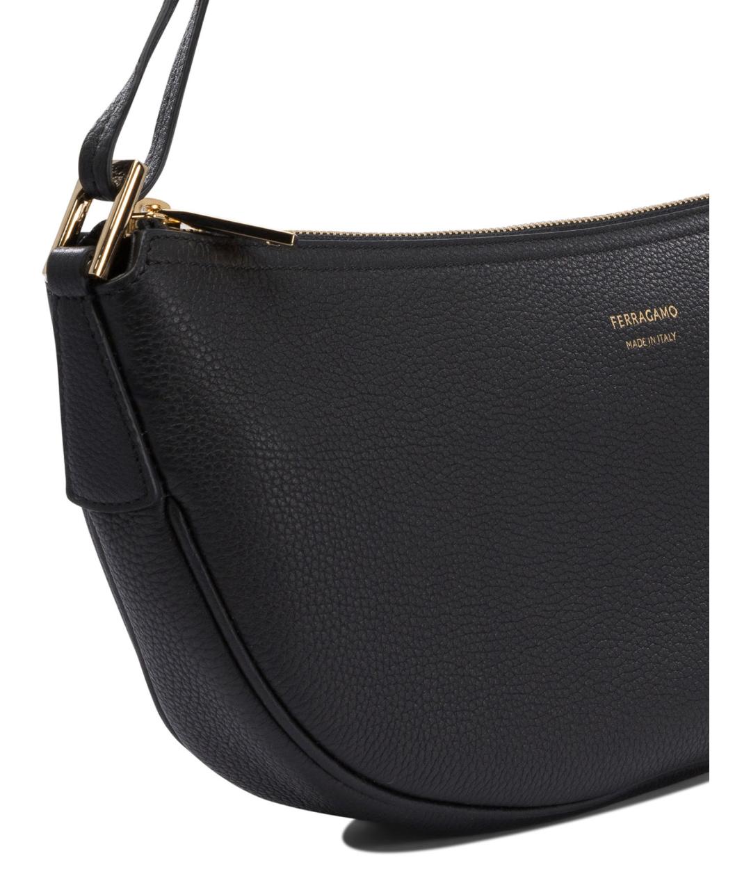 FERRAGAMO Черная кожаная сумка через плечо, фото 4