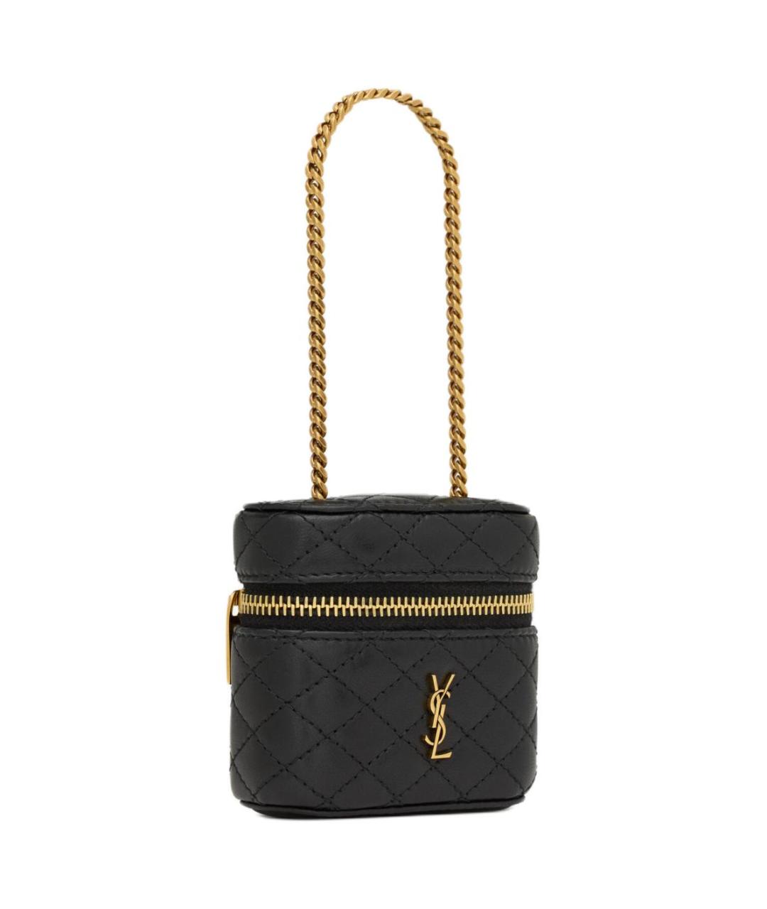 SAINT LAURENT Черная кожаная сумка через плечо, фото 2