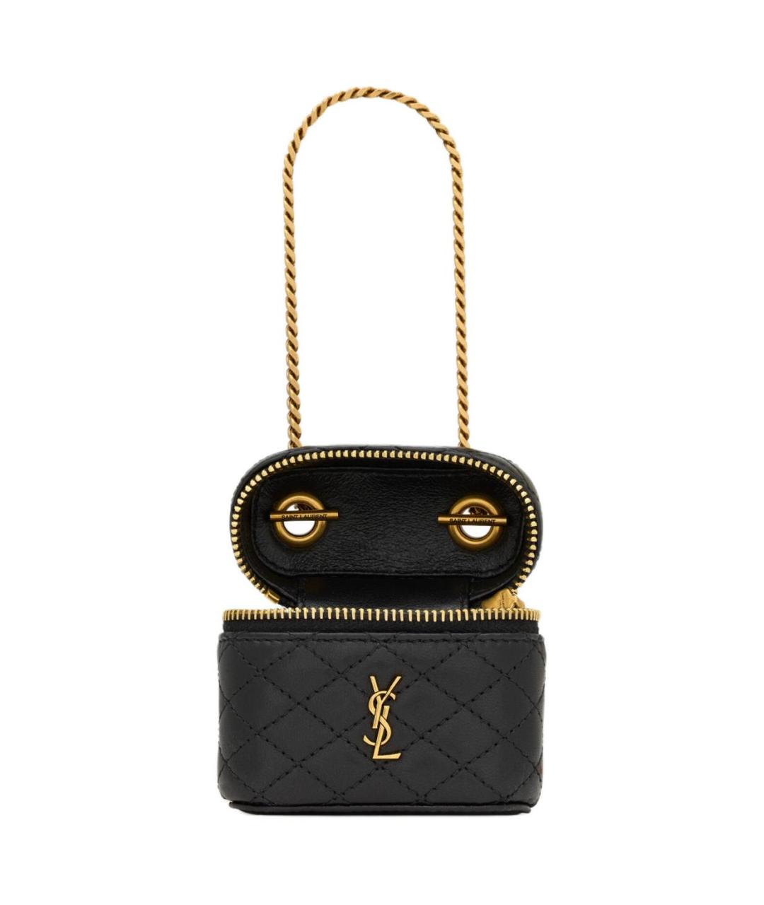SAINT LAURENT Черная кожаная сумка через плечо, фото 5
