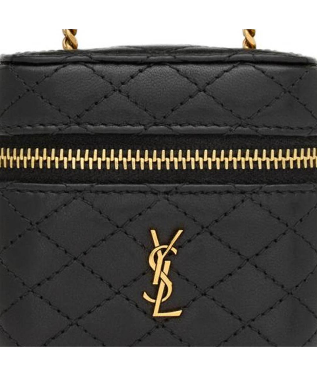 SAINT LAURENT Черная кожаная сумка через плечо, фото 6