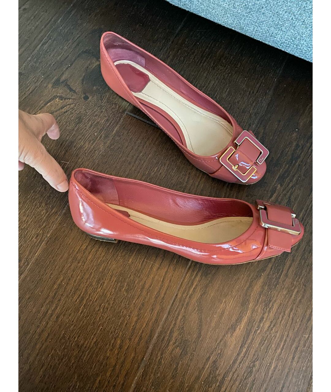 CHRISTIAN DIOR Коралловые туфли из лакированной кожи, фото 7