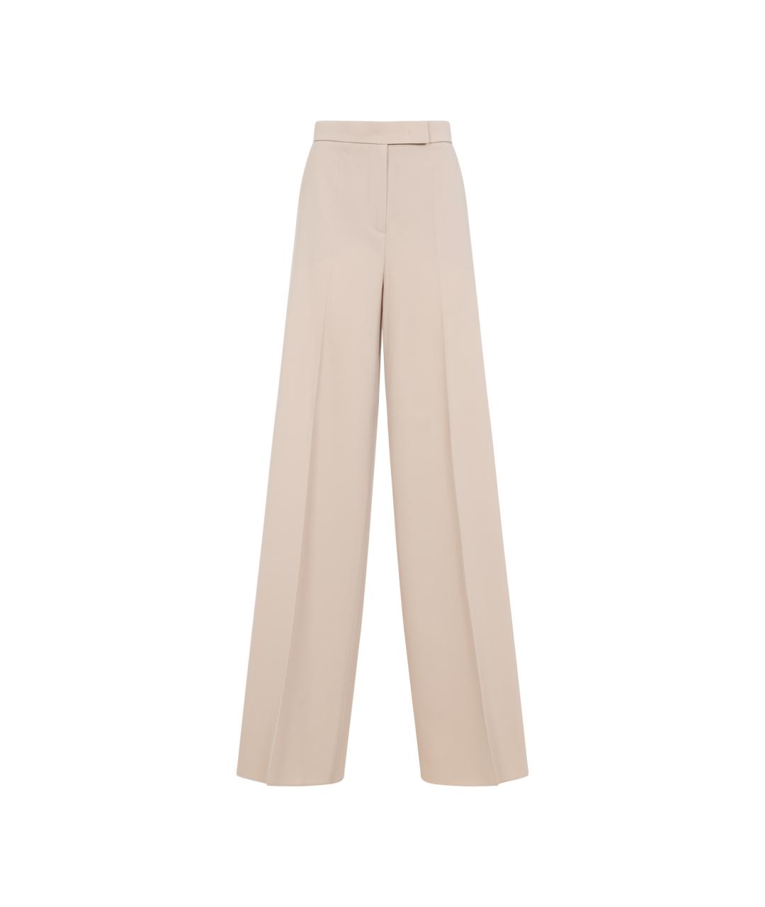 MAX MARA Бежевые шерстяные прямые брюки, фото 1