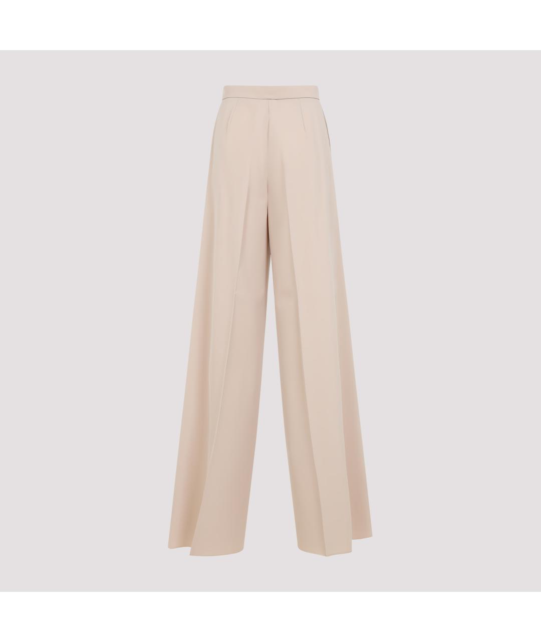 MAX MARA Бежевые шерстяные прямые брюки, фото 3