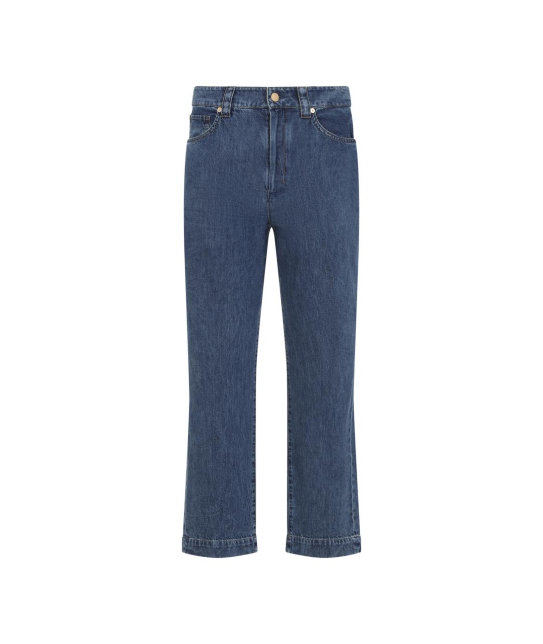 MAX MARA Синие хлопковые прямые брюки, фото 1