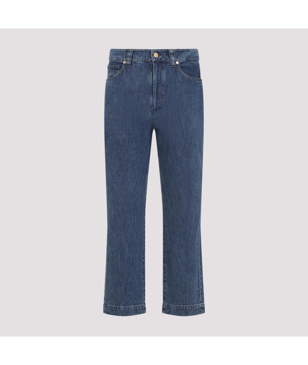 MAX MARA Синие хлопковые прямые брюки, фото 2