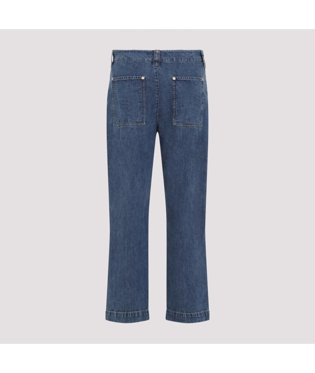 MAX MARA Синие хлопковые прямые брюки, фото 3