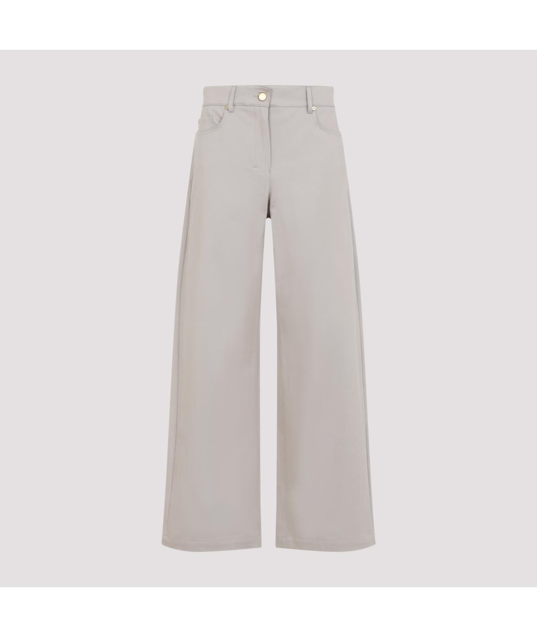 MAX MARA Серые хлопковые прямые брюки, фото 2